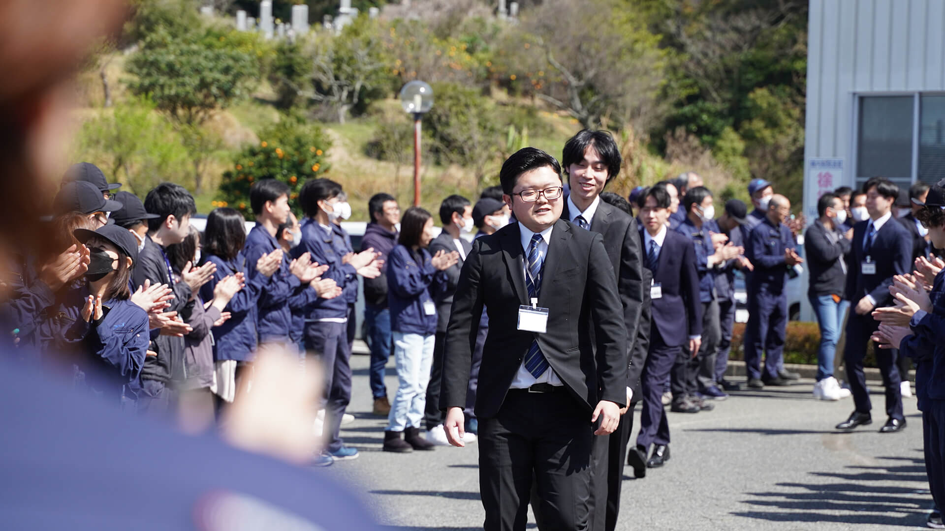 All employees were present to welcome the new recruits.